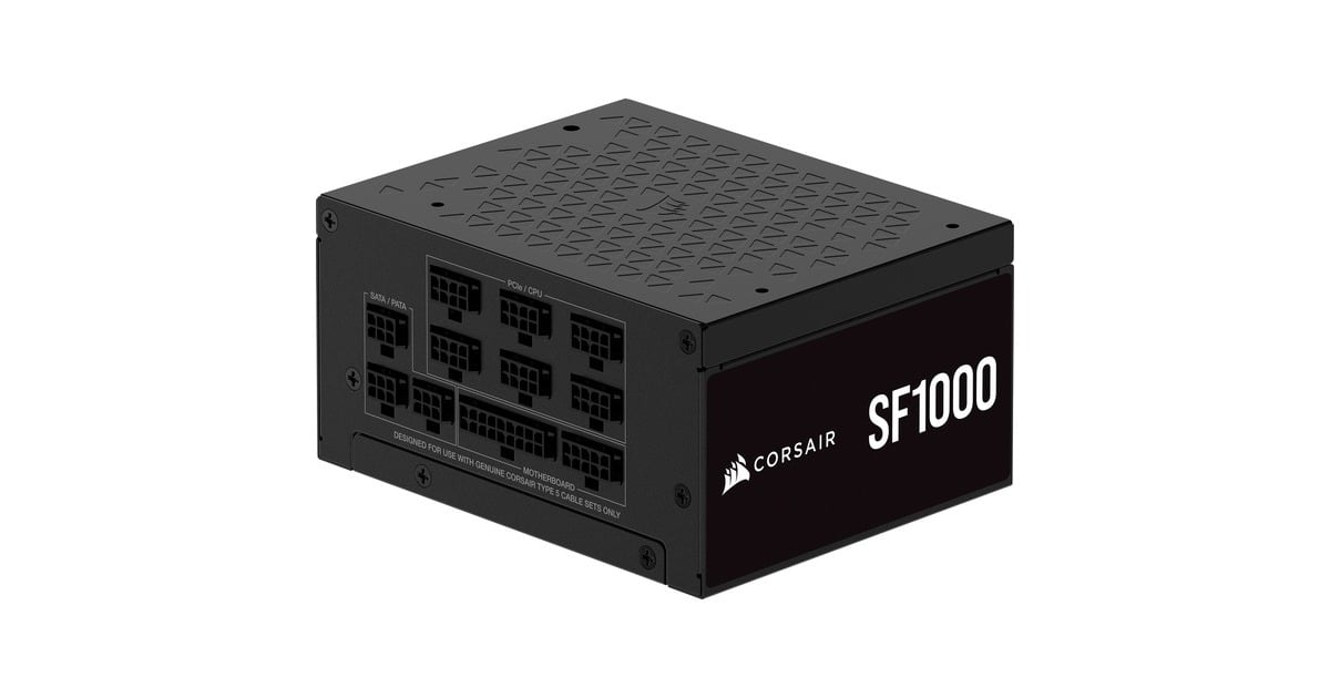 CorsairSF1000 modulaire 1000 watt voeding   (Zwart, 1x 12V-2x6, 3x PCIe)