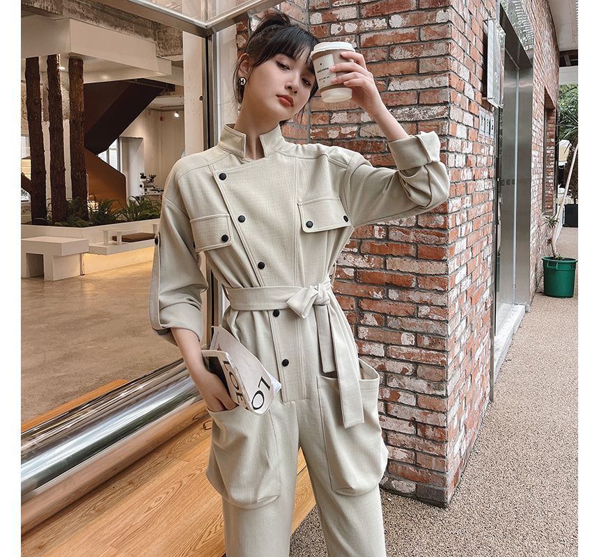 Ango - Jumpsuit met lange mouwen, kraag en knopen