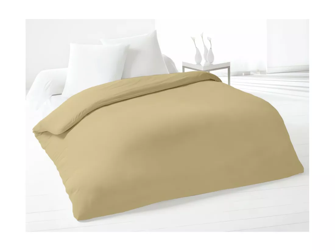 Housse de couette 220x240 cm coton uni beige