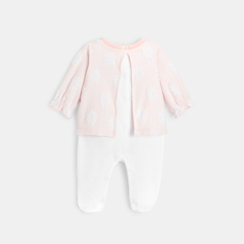 Combinaison bébé fille en velours dévoré rose Absorba Rose