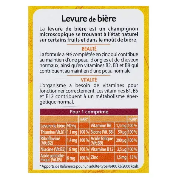 Juvamine Beauté Vitalité Levure de Bière 50 comprimés