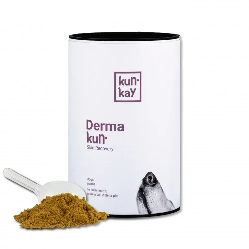 Suplemento Dermakun para a saúde da pele e pelagem dos cães.