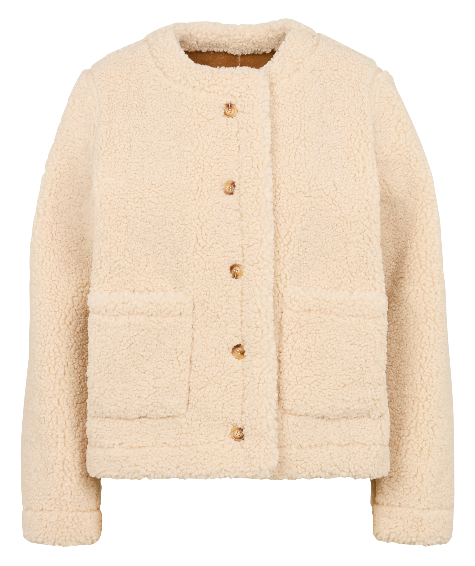EDUNA - Veste col rond en sherpa | Marron