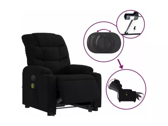 Fauteuil inclinable massant électrique Noir Tissu