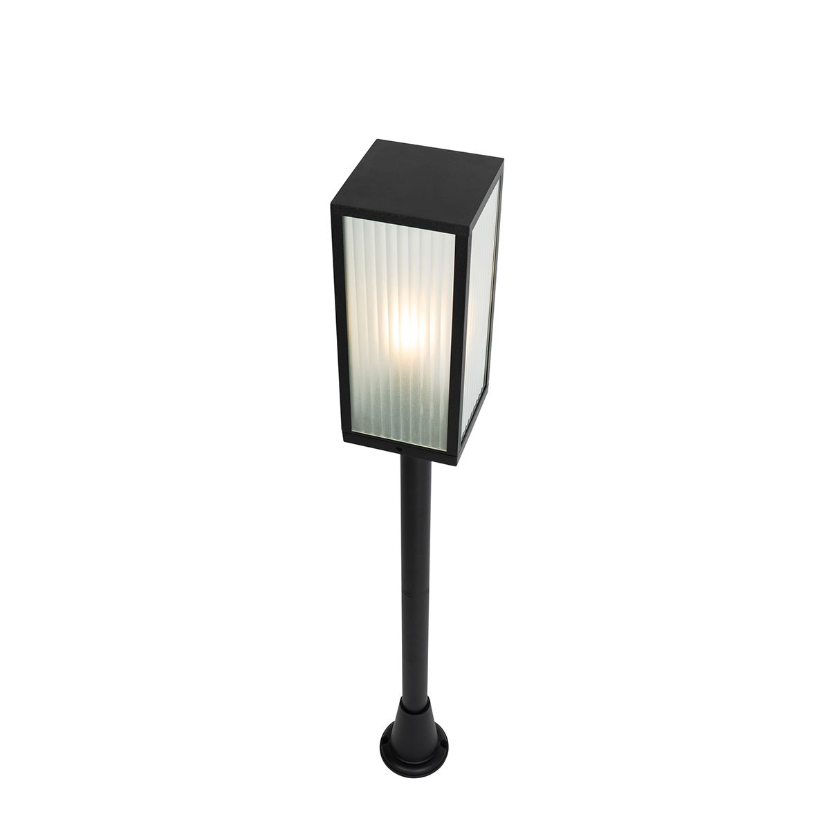 Staande buitenlamp zwart met ribbel glas 100 cm IP44 - Charlois Ribbed