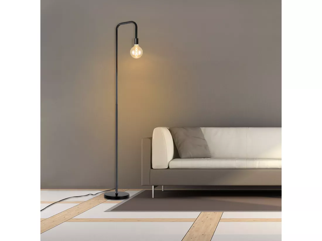 NETTLIFE Lampadaire Salon Vintage Lampadaire noir avec interrupteur à pied Métal industriel E27 Lampadaire design Lampe de salon