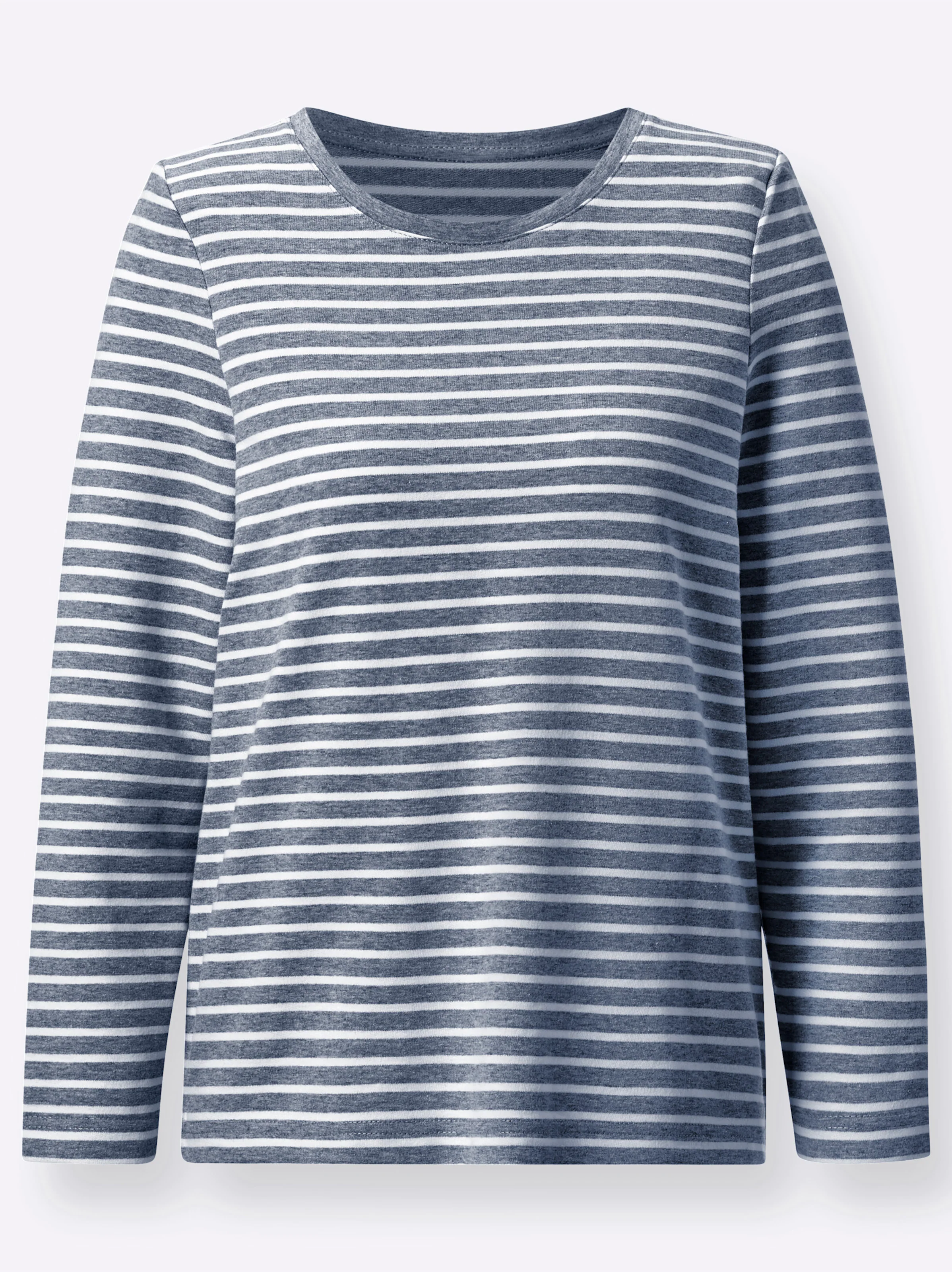 Langarmshirt in jeansblau-gestreift