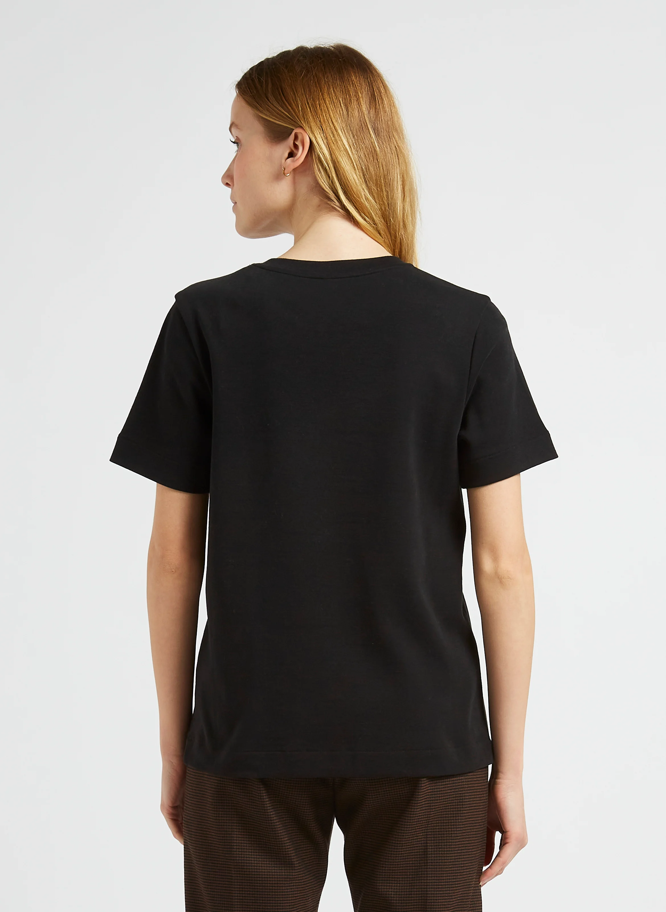 Tee-shirt droit col rond sérigraphié en coton | Noir