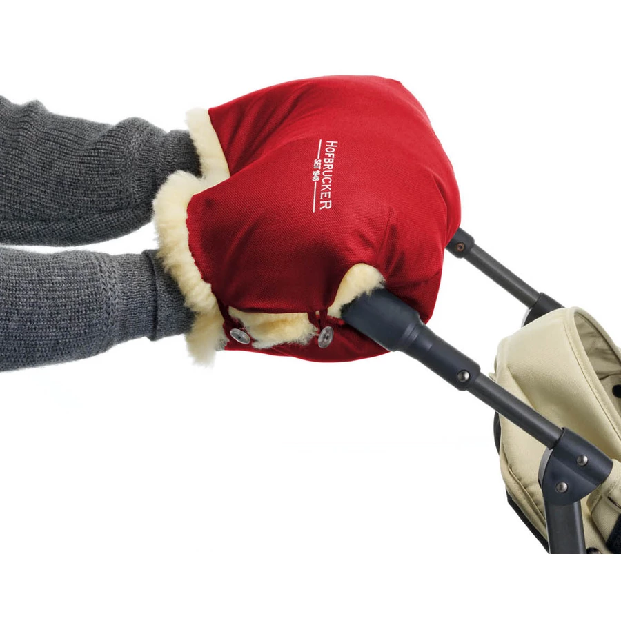 Hofbrucker LammfellhandWärmer für Kinderwagen Lammfell Handmuff Hergestellt in Deutschland rot