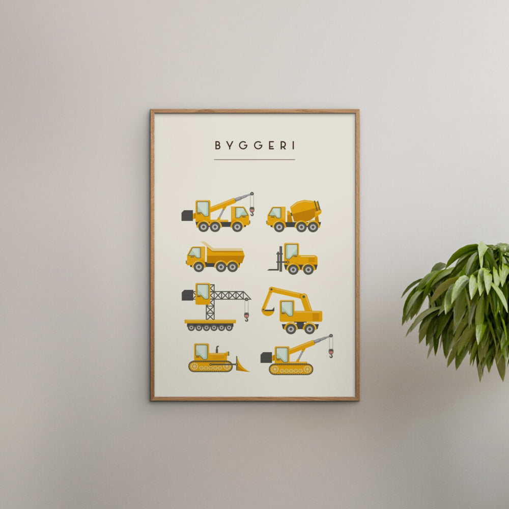 Køb Poster & Frame Citatplakat - Byggeri Maskiner – Børneplakat