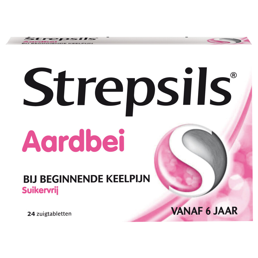 Strepsils Zuigtabletten Aardbei Suikervrij24 tabletten
