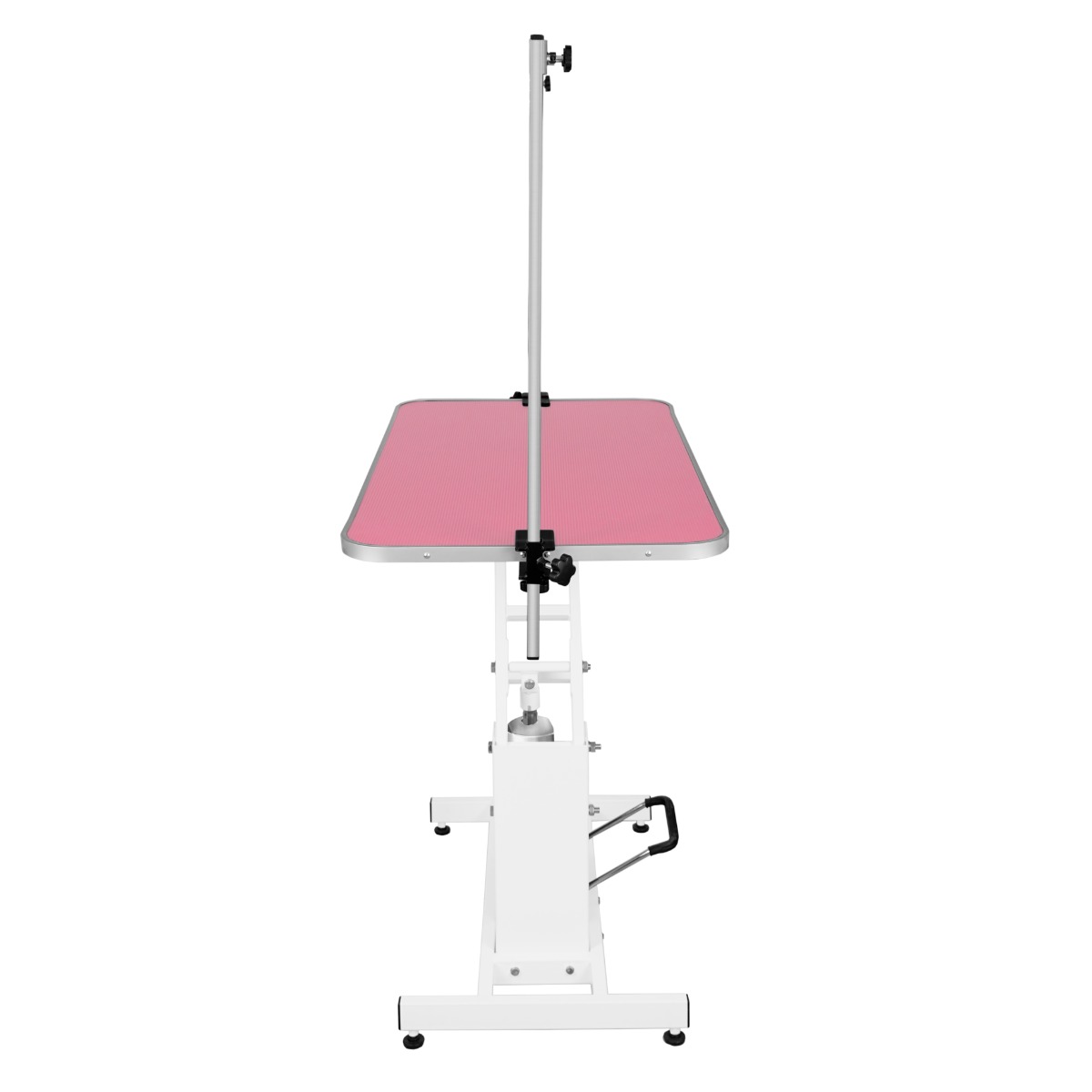 Mesa sanitária hidráulica branca com superfície rosa