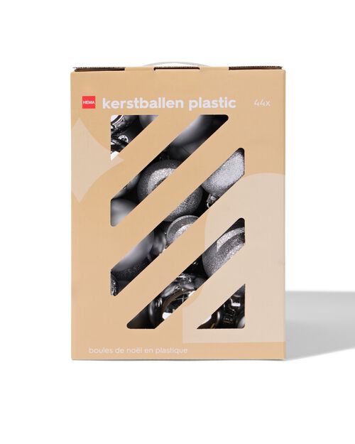 set plastic kerstballen zilver - 44 stuks