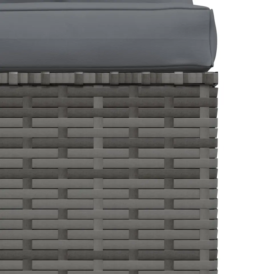 vidaXL - Tuinmiddenbank - Grijs - Poly rattan - Met kussens