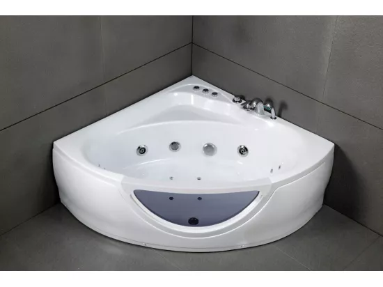 Baignoire balnéo d'angle TASMANIE WHITE Jets L135xl135xH54cm, by SPALINA