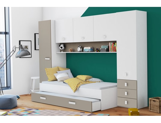 PEGANE - Meuble de rangement enfant Pont de rangement / meuble de rangement pour lit enfant - 3...