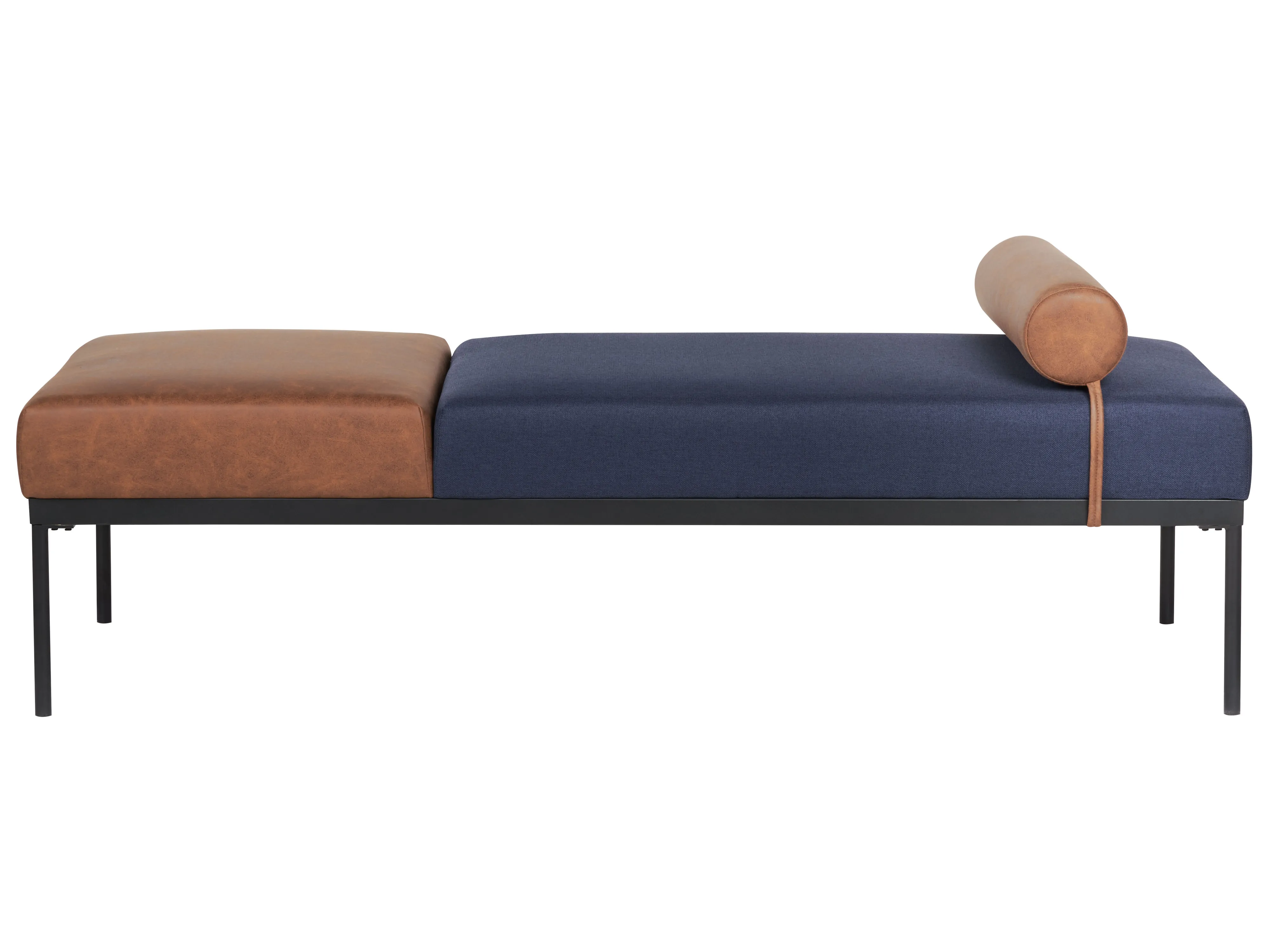 Chaise longue MALMOS Kunstlinnen Kunstleer Donkerblauw