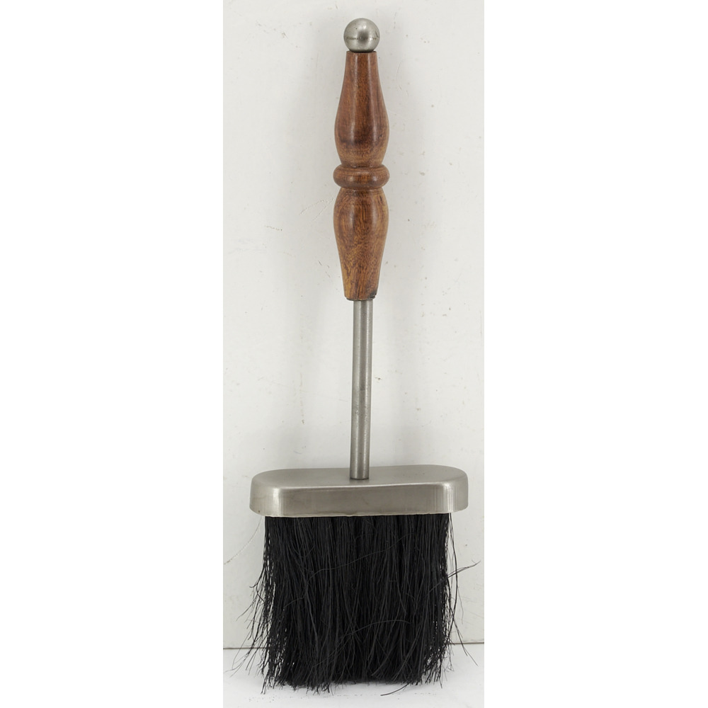 Pelle et balayette pour cheminée en étain et bois (lot de 2)