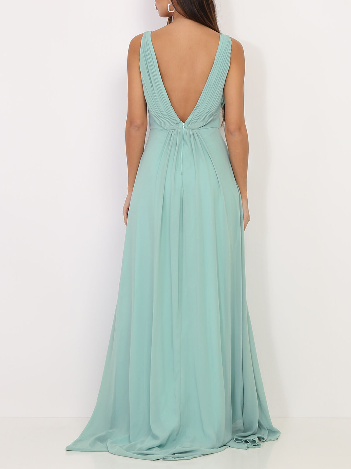 Robe longue asymétrique- Vert clair
