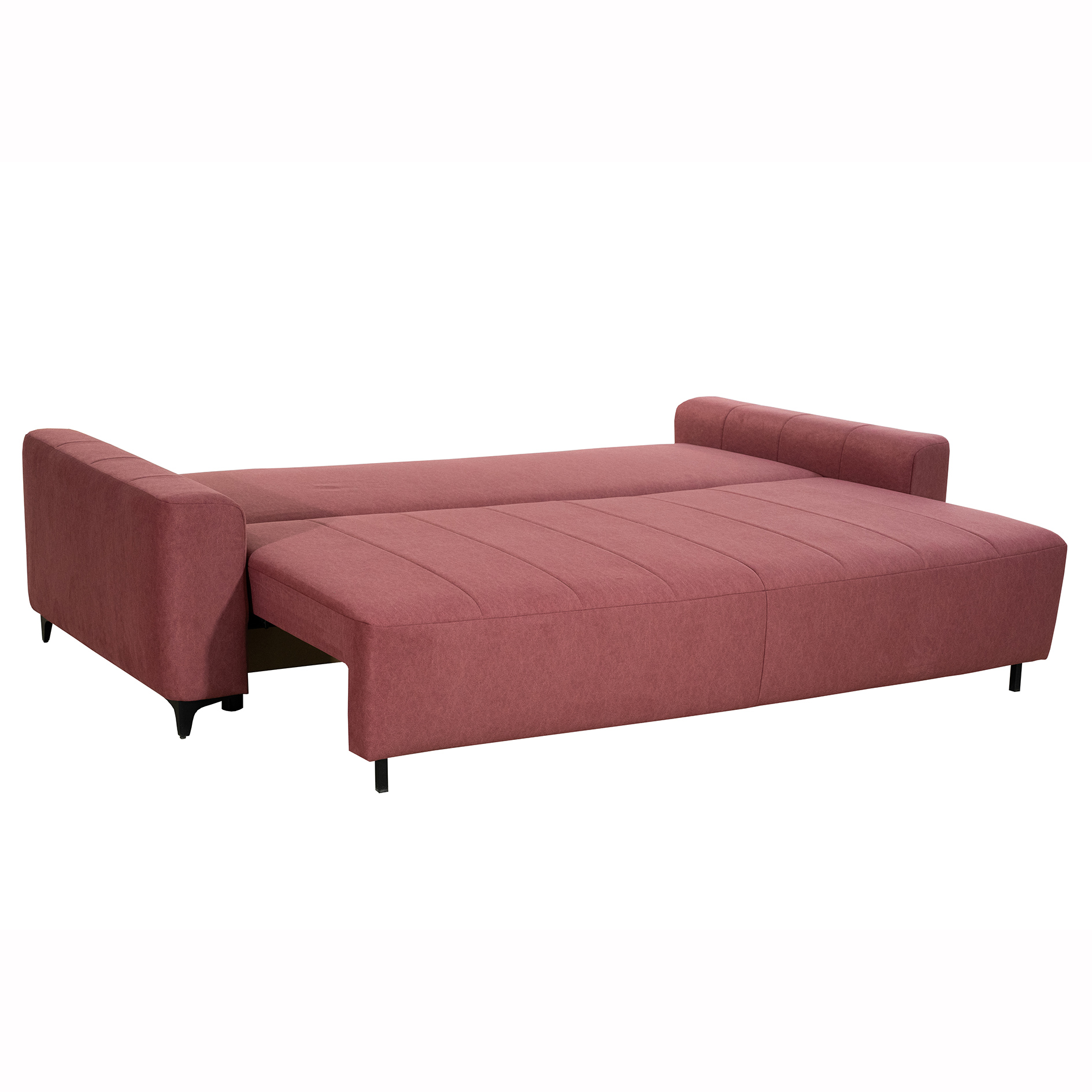 3-Sitzer Sofa - rot - Samt - mit Staukasten