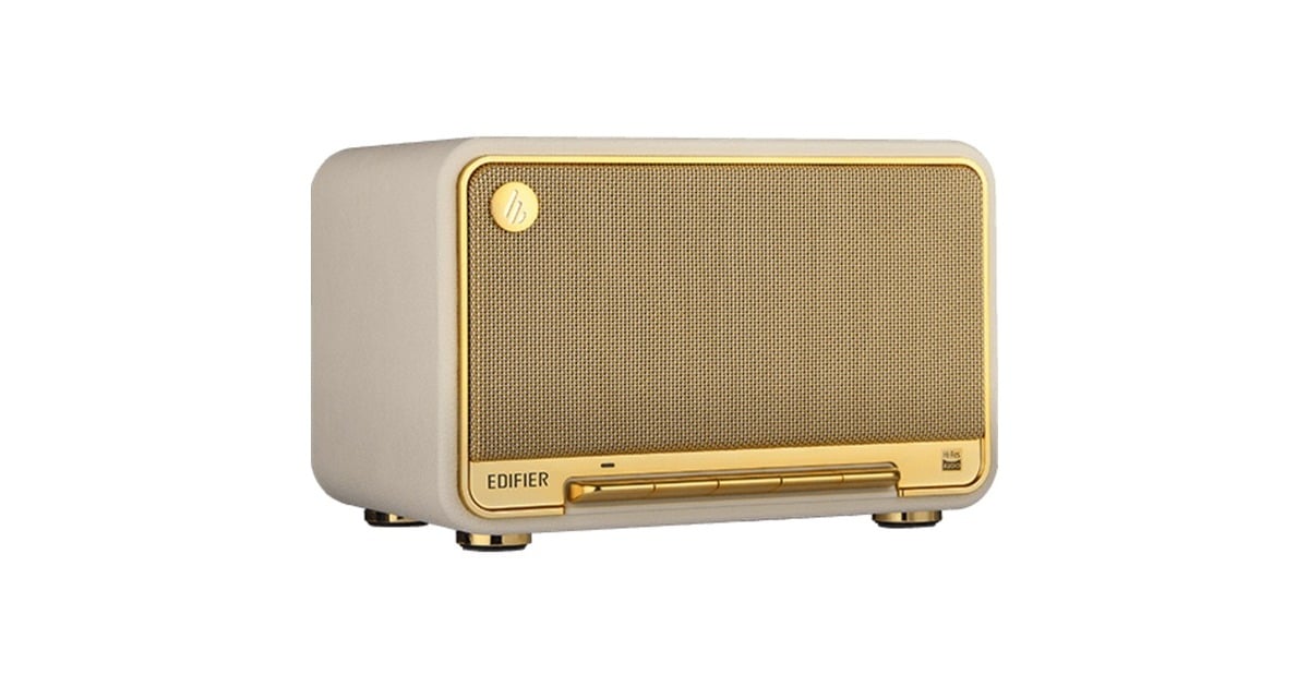 EdifierD32 Draadloze tafelluidspreker  (Wit/goud, Bluetooth, Wi-Fi (Apple AirPlay), USB-C, AUX)