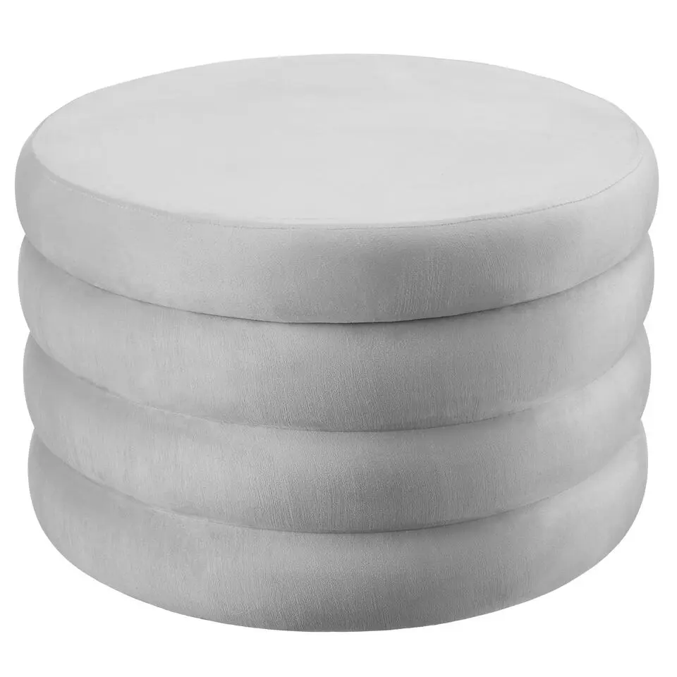 tectake Hocker Altu XL, gestoffeerd, opbergruimte, Fluweellook Grijs
