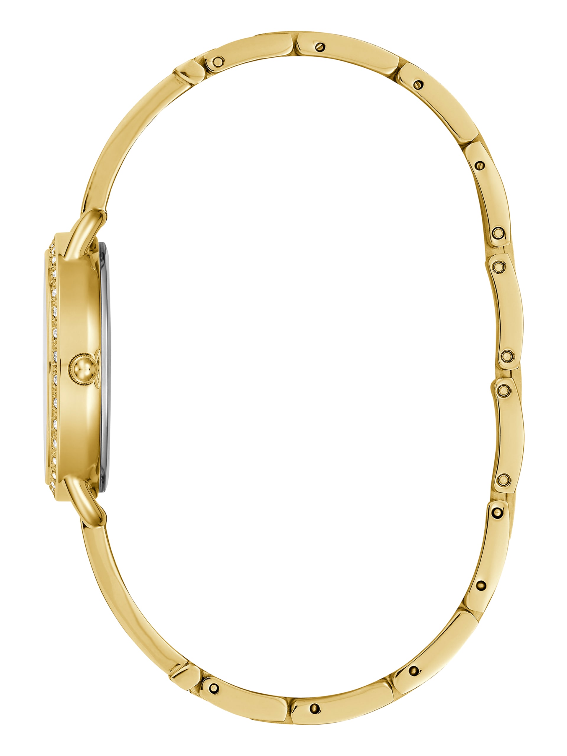 Relógio analógico com cristal dourado