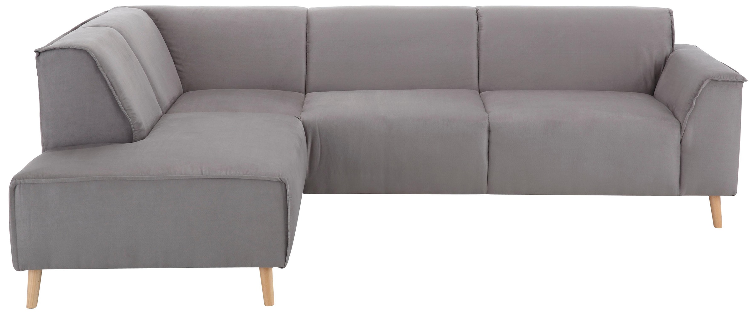 Home affaire Ecksofa »Julia zeitlose und elegante Couch, hoher Sitzkomfort, L-Form« Federkern-Polsterung, Holzfüsse, Keder