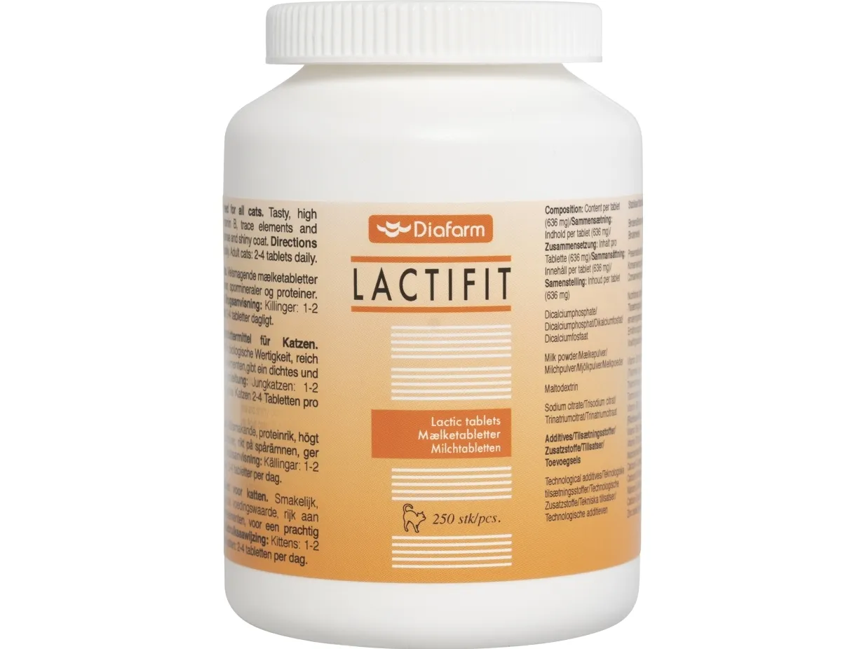 Diafarm LactiFit mælkegærtabletter t/kat 250 stk