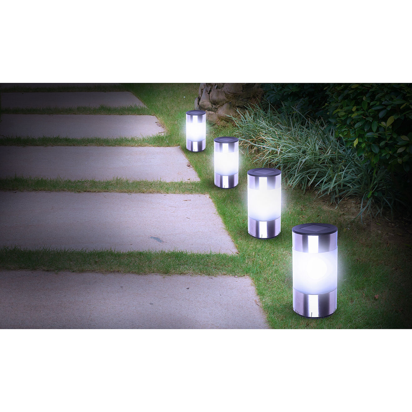Pratik Garden 4 Bornes solaires Inoxia acier