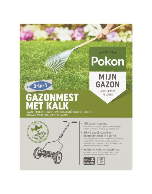 Pokon Gazonmest Met Kalk 3-In-1 - Gazonmeststoffen