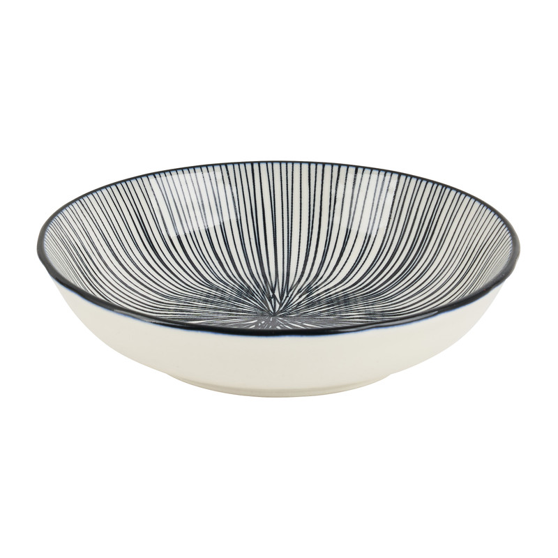 Tapas schaaltje Sevilla - zwarte lijnen - ø14x3.5 cm