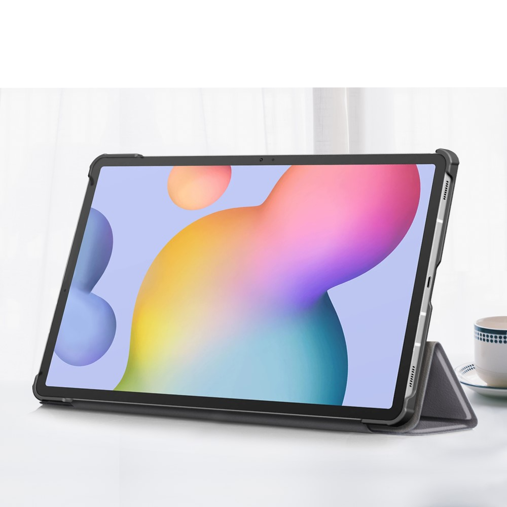 Samsung Galaxy Tab S8 / Tab S7 Leder Tasche Smart Case Hülle   S-Pen Halterung - Grau / Schwarz