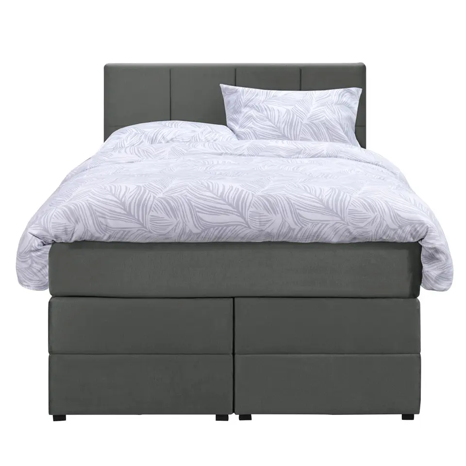 Boxspring met opbergruimte Liv geblokt - grijs - 120x200 cm