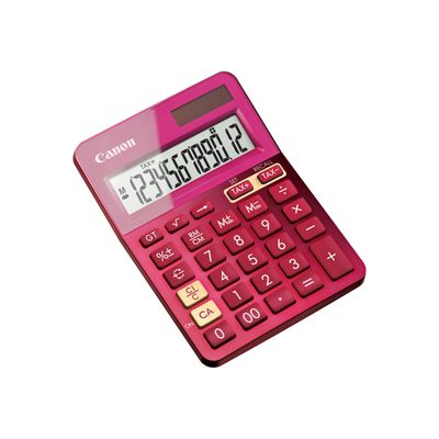 Calculatrice de bureau Canon LS- 123K - 12 chiffres - alimentation batterie et solaire - rose