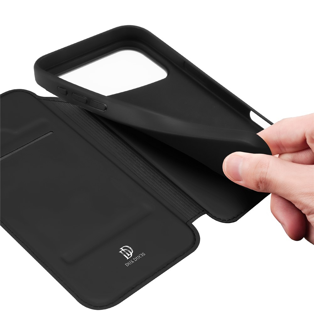iPhone 17 Pro Max Flip Wallet Cover Leder Tasche - Schwarz