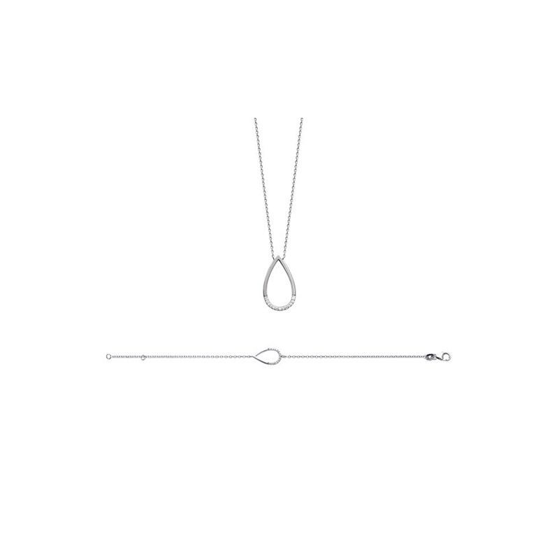 Collier Femme - Argent 925 - Oxyde de zirconium - Longueur : 45 cm