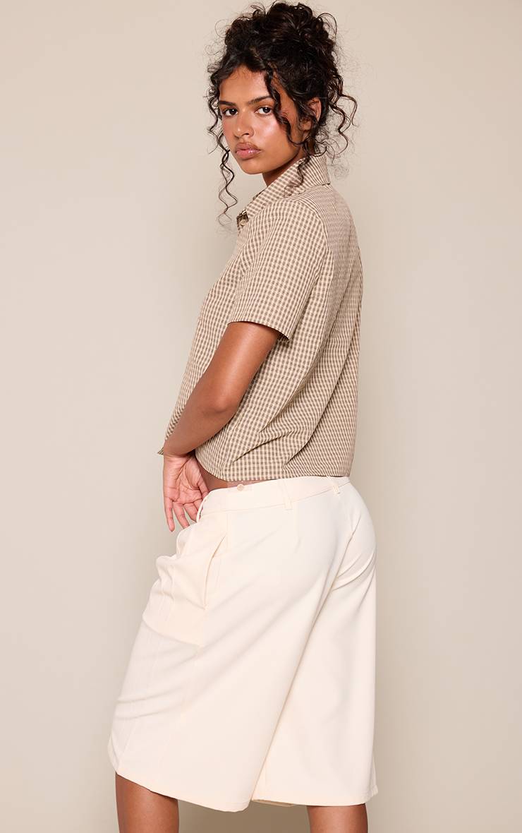 Marron Chemise Boxy À Carreaux Et Manches Courtes