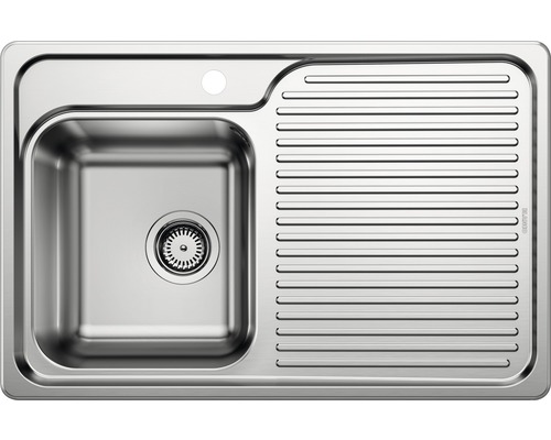 Blanco CLASSIC 40 S spoelbak, 780 x 510 mm, roestvrij staal, satijnen afwerking, 511125, bak links, met afdruiprek