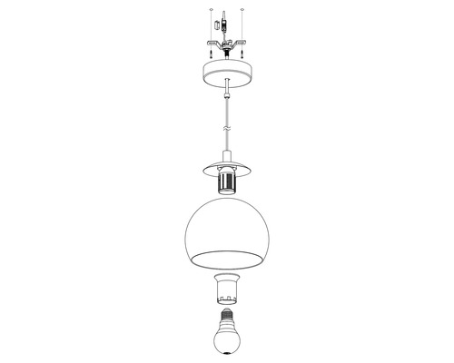 Hanglamp, 1-lichts, HxØ 110x19 cm, zwart/goud