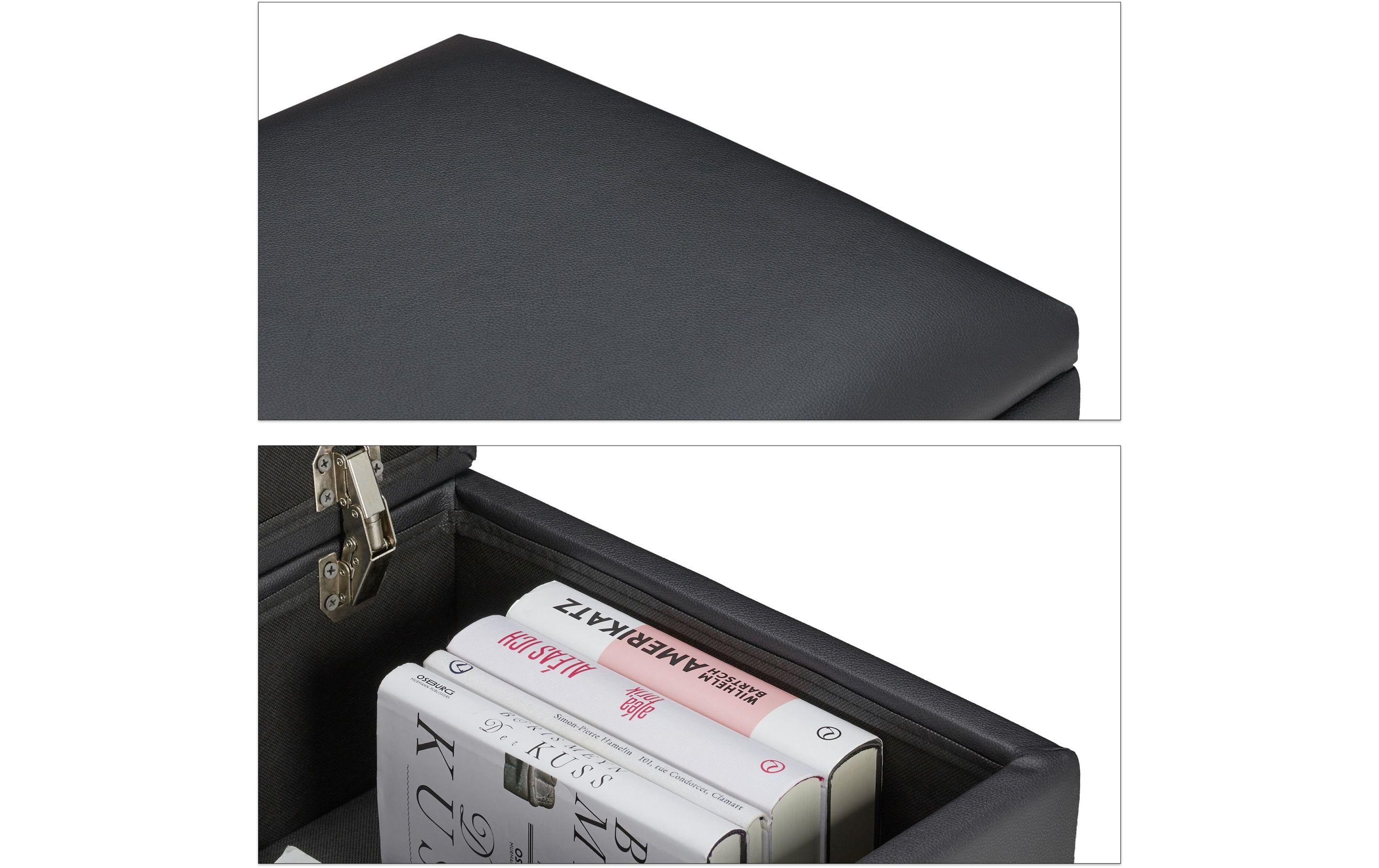 Hocker SchwarzSitzhocker mit Stauraum aus Kunstleder