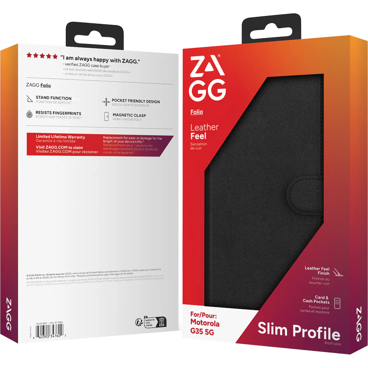 Zagg Motorola G35 5G lommebokdeksel (sort)