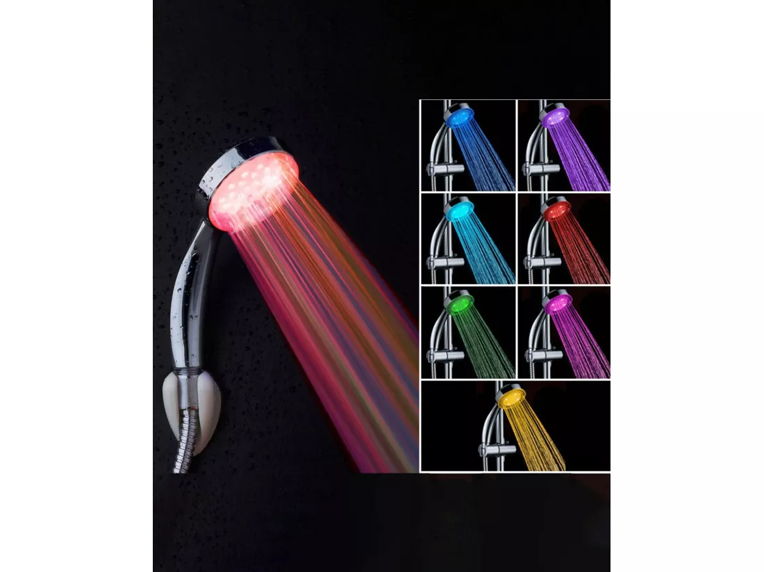 Pommeau de douche RAINBOW Avec des lumières LEDs Argenté