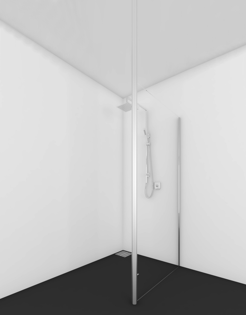 van Rijn ST01 vaste wand met RVS staander 60x200cm RVS