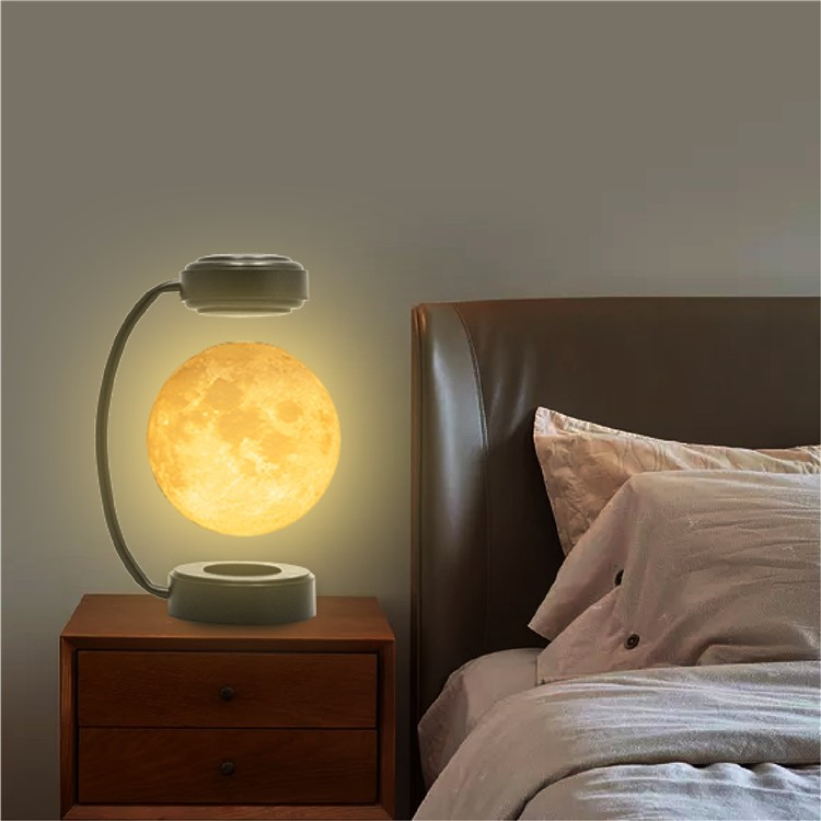 (26x19cm) Smart LED Moon Lampe Schwebender 3D USB Mond Home Deko Bluetooth Nachtlicht inkl. Fernbedienung - Schwarz / Bunt