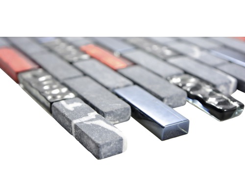 Keramisch mozaïek XCM IL027 29,8x30,4 cm grijs/zwart/rood