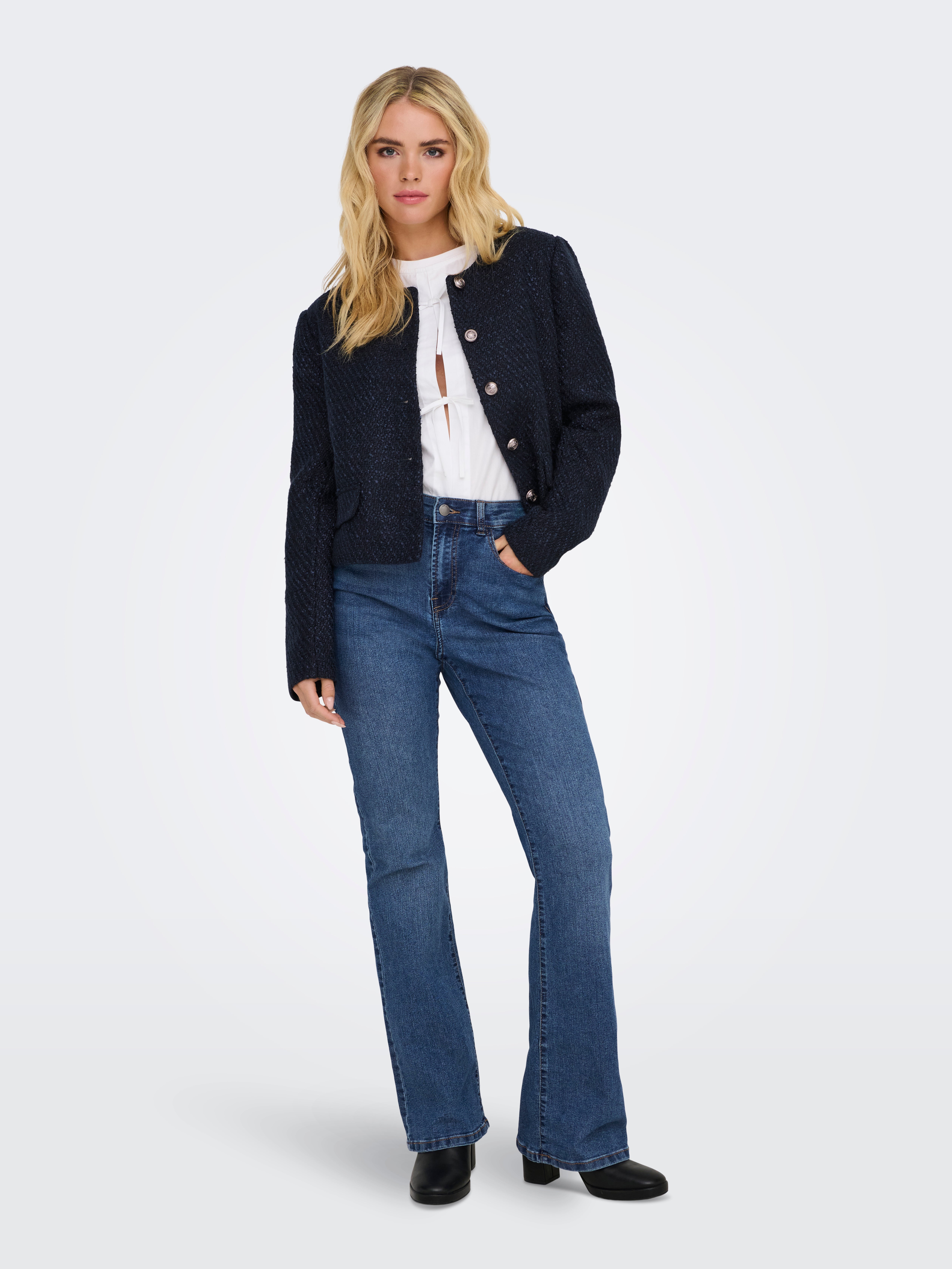 JDYMOON Hohe Taille Ausgestellt Jeans Medium Blue Denim