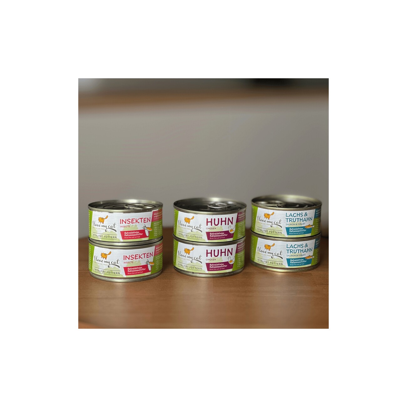 I love my cat Starter-Paket mit Katzenfutter Nass mit Huhn, Insekten, Lachs und Truthahn - 6x100g