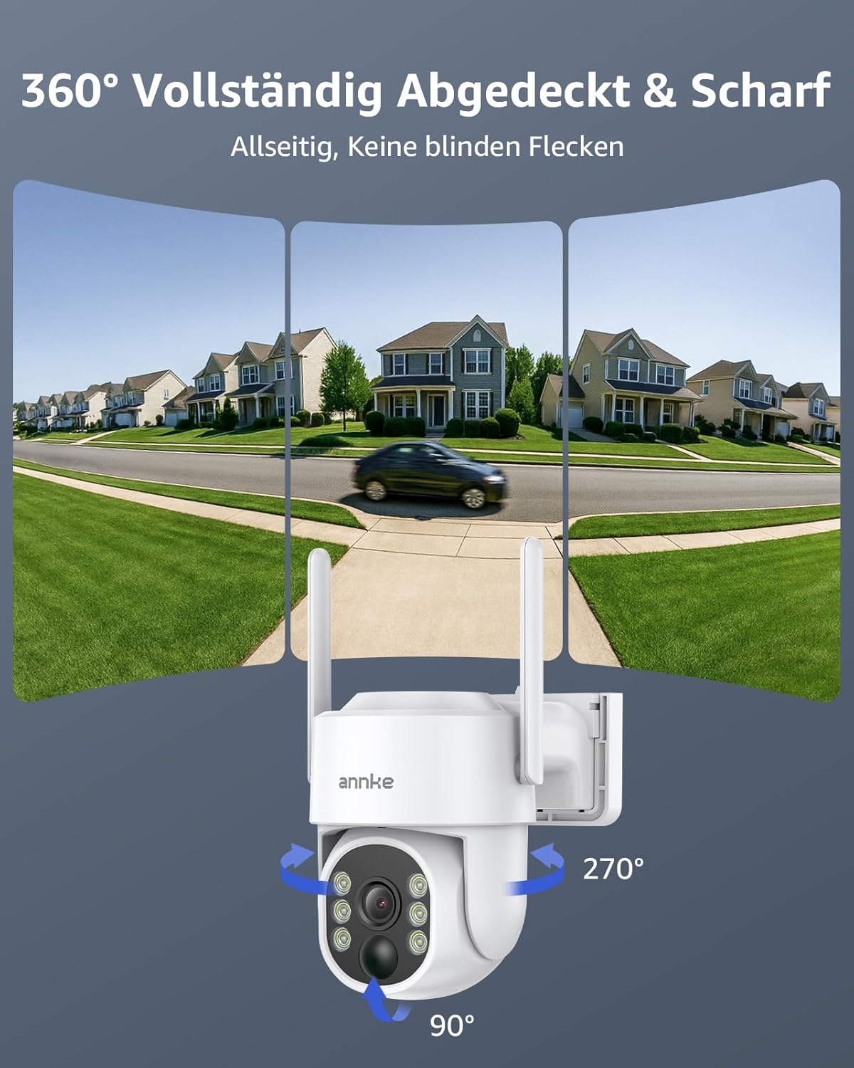ANNKE 4MP Überwachungskamera Set Aussen WLAN mit 12''Monitor, 10CH 4K Wireless NVR, 2X 4MP PTZ WiFi Kameras mit 2-Wege Audio, Farbe Nachtsicht, Personenerkennung, Spotlight Alarm, 128GB SD Karte