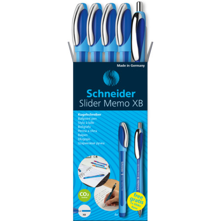 Schneider Slider Memo XB 4er-Set + Slider Rave XB Kugelschreiber - XB
